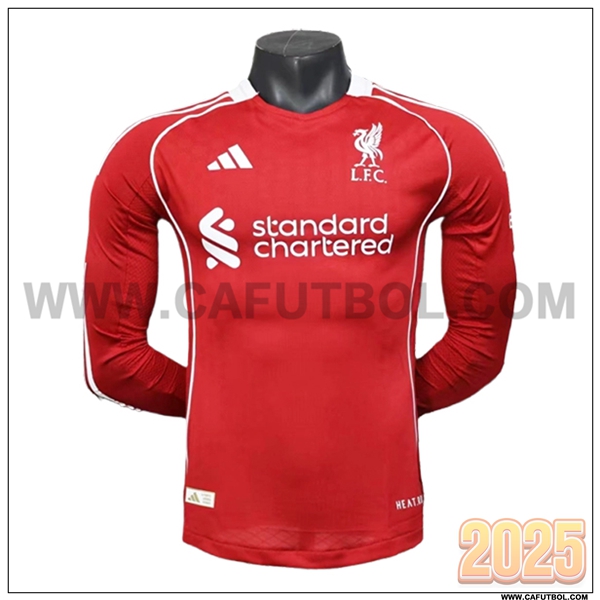 Primera Camiseta Futbol FC Liverpool Mangas largas Rojo Version Filtrada 2025 2026
