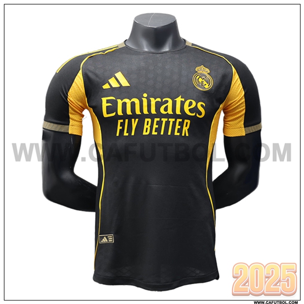 Camiseta Futbol Real Madrid Negro/AMARILLO Edicion Especial 2025 2026