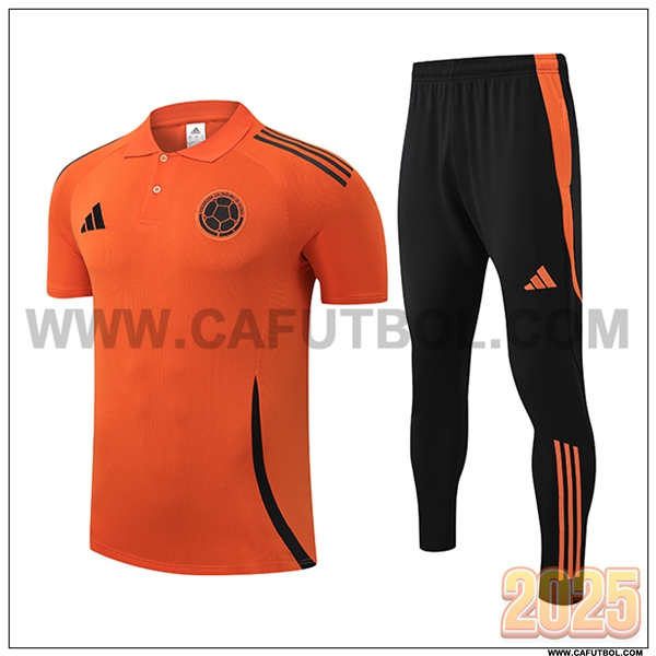 Camiseta Polo Colombia Naranja/Negro 2025 2026