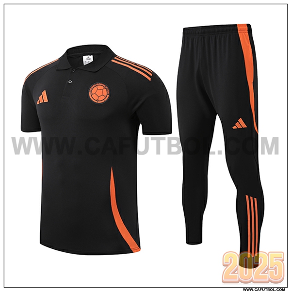Camiseta Polo Colombia Negro/Naranja 2025 2026