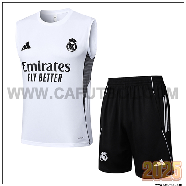Camiseta Entrenamiento sin mangas Real Madrid Blanco/Negro 2025 2026