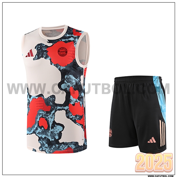 Camiseta Entrenamiento sin mangas Bayern Munich Beige/Rojo/Azul 2025 2026