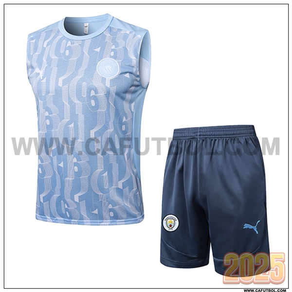 Camiseta Entrenamiento sin mangas Manchester City Azul/Blanco 2025 2026