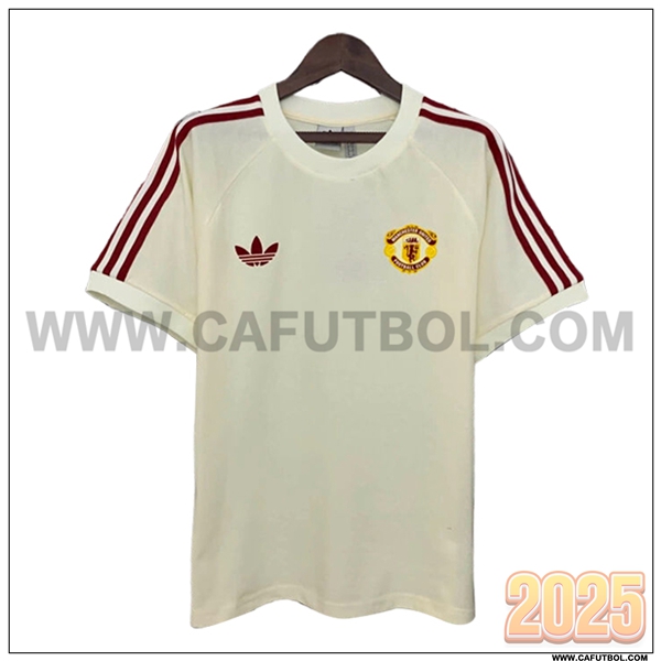 Camiseta Entrenamiento Manchester United Beige/Rojo 2025 2026