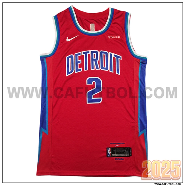 Camisetas NBA Detroit Pistons (CUNNINGHAM #2) 2025/26 Rojo/Azul