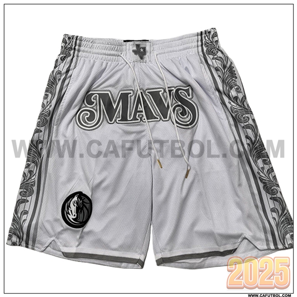 Cortos NBA Dallas Mavericks 2025/26 Blanco/Gris