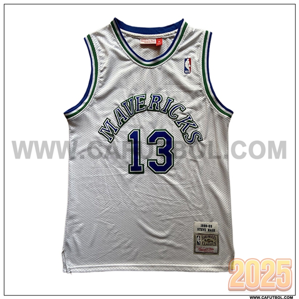 Camisetas NBA Dallas Maverickss (NASH #13) 2025/26 Blanco/Azul