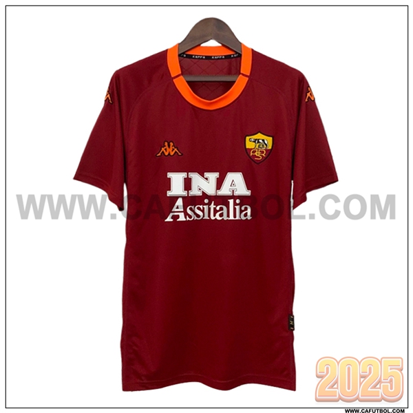 Primera Camiseta de AS Roma Retro Rojo/Naranja 2000/2001