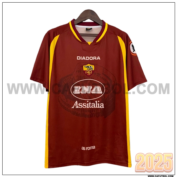 Primera Camiseta de AS Roma Retro Rojo/AMARILLO 1997/1998