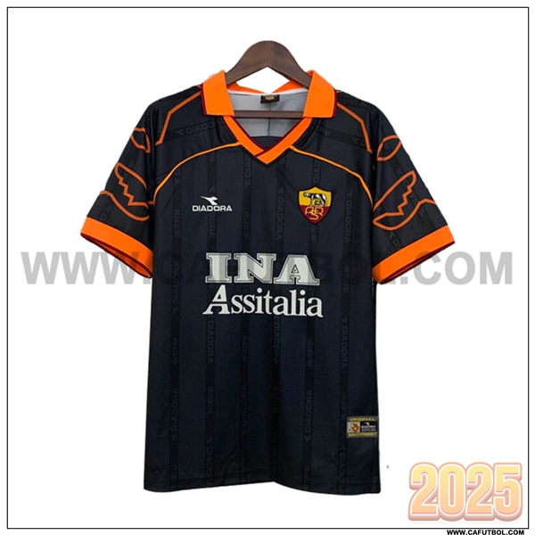 Segunda Camiseta de AS Roma Retro Negro/Naranja 1999/2000