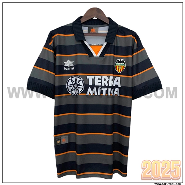 Segunda Camiseta de Valencia CF Retro Negro/Gris/Naranja 1999/2000