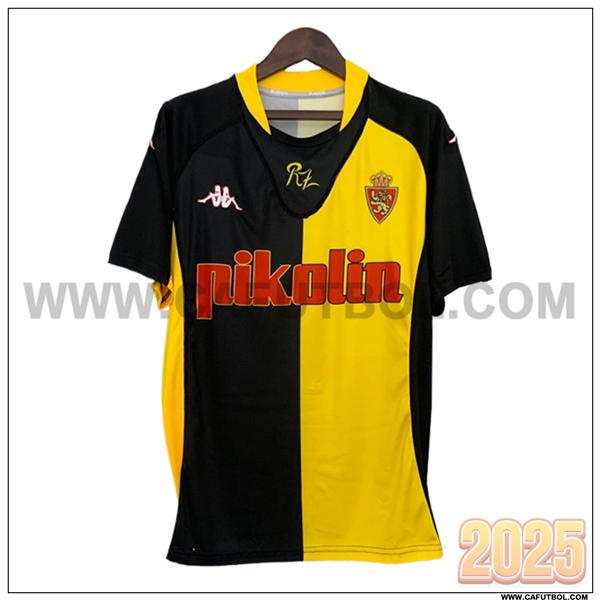 Segunda Camiseta de Real Zaragoza Retro Negro/AMARILLO 2001/2002