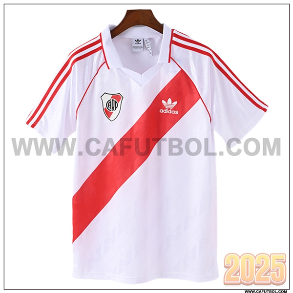 Primera Camiseta de River Plate Retro Blanco/Rojo 1999/2000