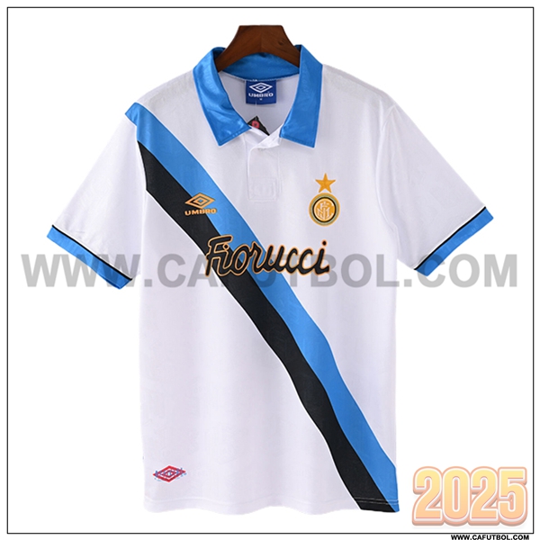 Segunda Camiseta de Inter Milan Retro Blanco/Azul/Negro 1994/1995