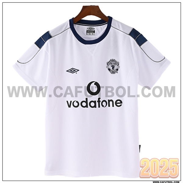 Segunda Camiseta de Manchester United Retro Blanco/Negro 1999/2000