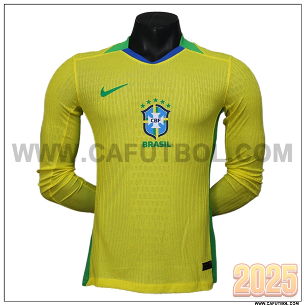 Primera Camiseta Equipo de Brasil Mangas largas AMARILLO 2025 2026