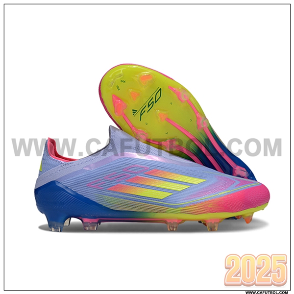 Adidas Botas De Fútbol F50 Elite Laceless FG Azul/Rosa/Verde