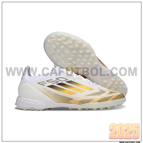 Adidas Botas De Fútbol F50 PRO TF Blanco/Amarillo