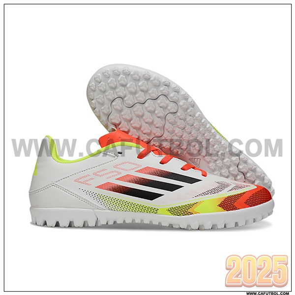 Adidas Botas De Fútbol F50 CLUB TF Blanco/Naranja/Amarillo