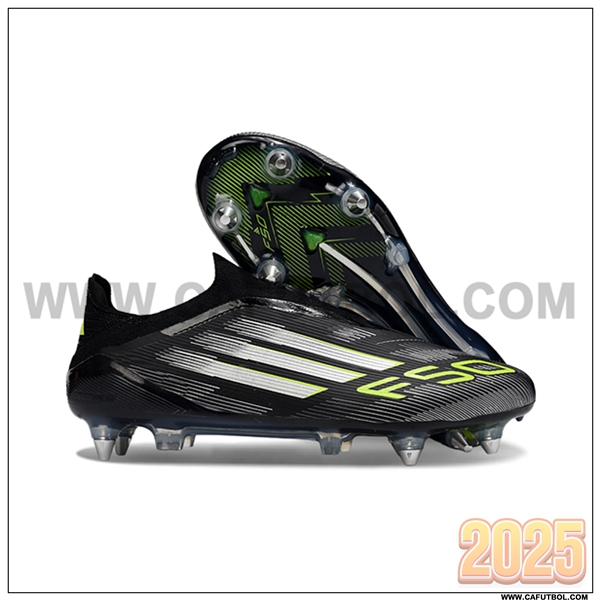 Adidas Botas De Fútbol F50 Elite Laceless SG Negro/Blanco/Verde