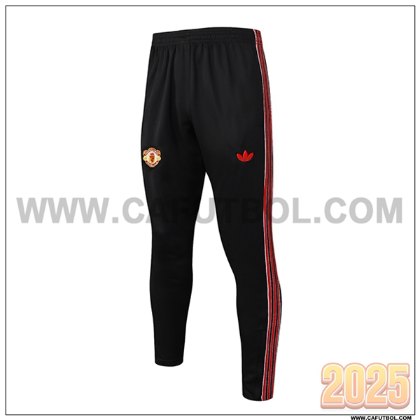 Pantalones Entrenamiento Manchester United Negro/Rojo 2025 2026