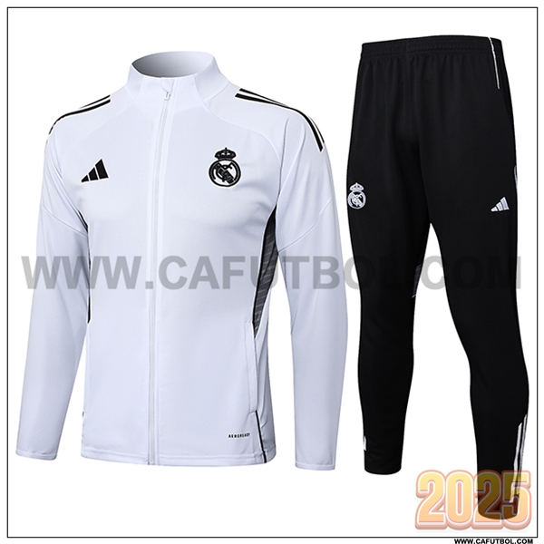 Chandal Chaquetas Futbol Real Madrid Blanco/Gris 2025 2026