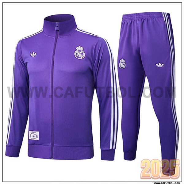Chandal Chaquetas Futbol Real Madrid Violeta/Blanco 2025 2026