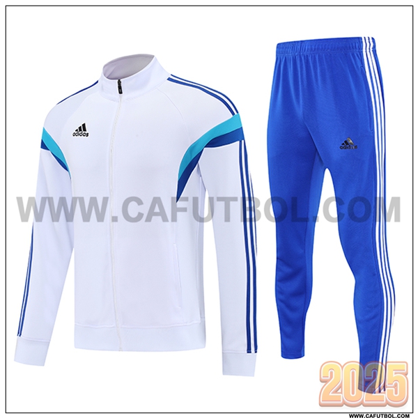 Chandal Chaquetas Futbol Adidas Blanco/Azul 2025 2026