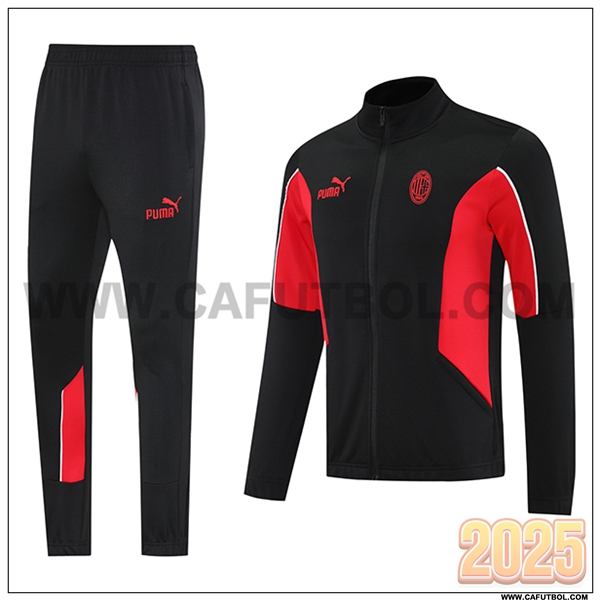 Chandal Chaquetas Futbol AC Milan Negro/Rojo 2025 2026