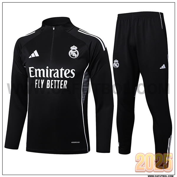 Chandal de Futbol Real Madrid Negro/Gris 2025 2026