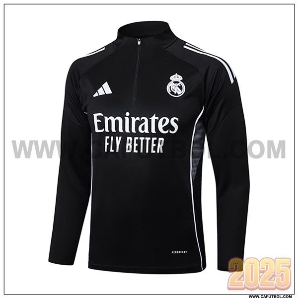 Sudadera De Entrenamiento Real Madrid Negro/Gris 2025 2026