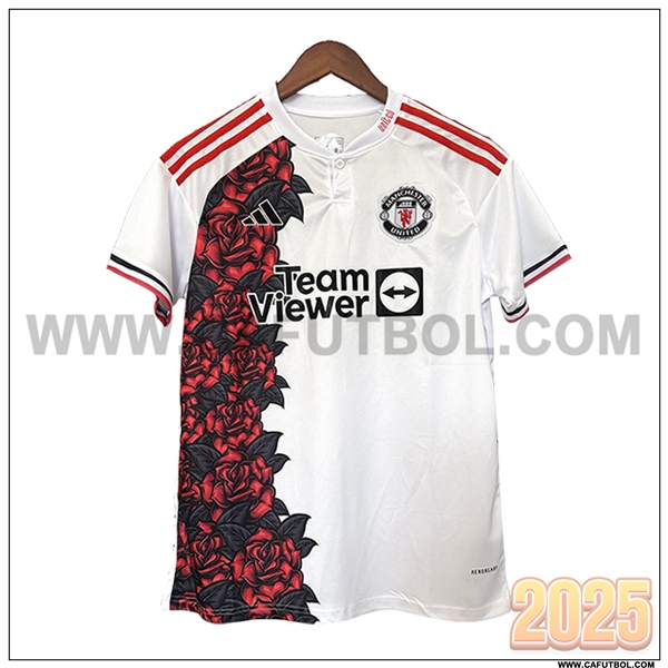 Camiseta Futbol Manchester United Blanco/Rojo Edicion Especial 2025 2026