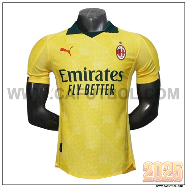 Tercero Camiseta Futbol AC Milan AMARILLO Version filtrada 2025 2026