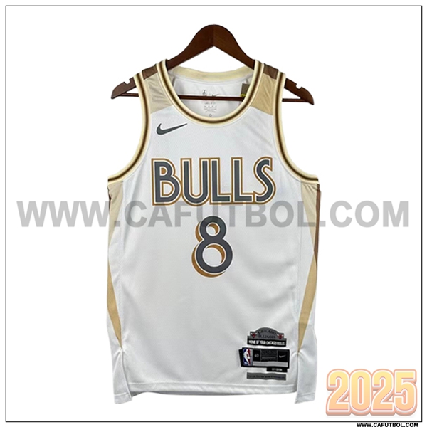 Camisetas NBA Chicago Bulls (LAVINE #8) 2025/26 Blanco/Amarillo