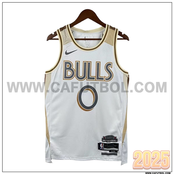 Camisetas NBA Chicago Bulls (WHITE #0) 2025/26 Blanco/Amarillo
