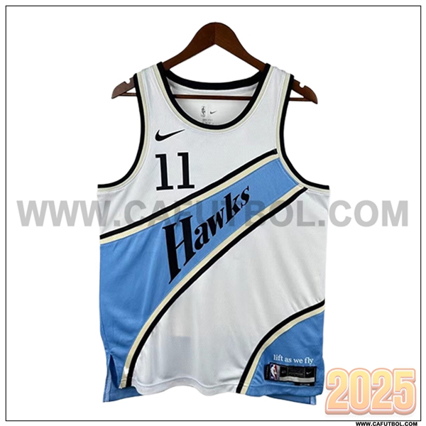 Camisetas NBA Atlanta Hawks (YOUNG #11) 2025/26 Blanco/Azul