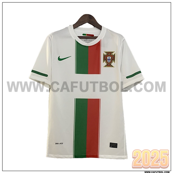 Segunda Camiseta de Portugal Retro Blanco/Verde/Rojo 2010