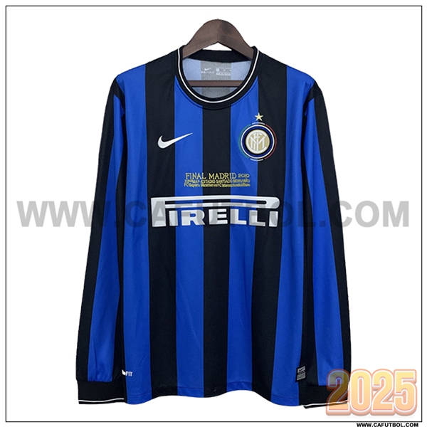 Primera Camiseta de Inter Milan Retro Mangas largas Azul/Negro 2009/2010
