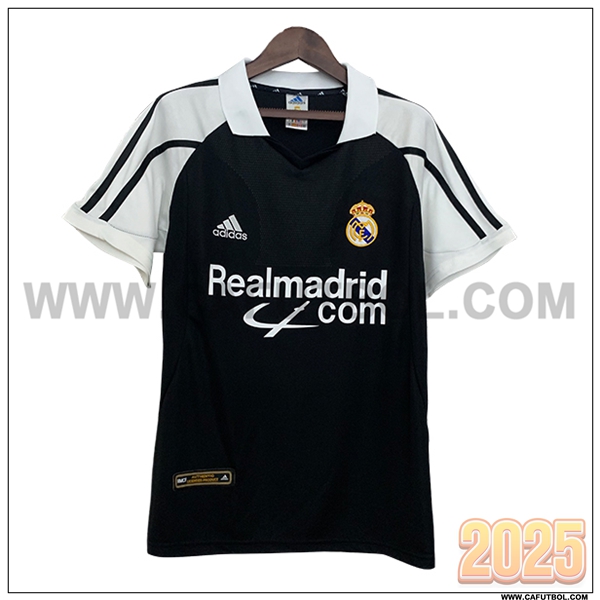 Segunda Camiseta de Real Madrid Retro Negro/Blanco 2001/2002