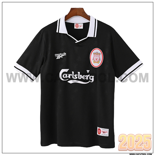Tercero Camiseta de FC Liverpool Retro Negro/Blanco 1996/1997
