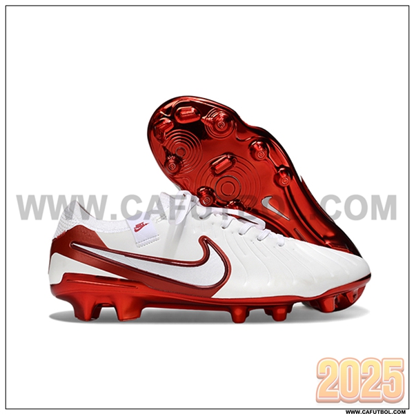 Nike Botas De Fútbol Tiempo Legend X Elite FG Blanco/Rojo