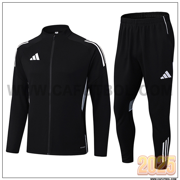 Chandal Chaquetas Futbol Adidas Negro/Blanco/Gris 2025 2026