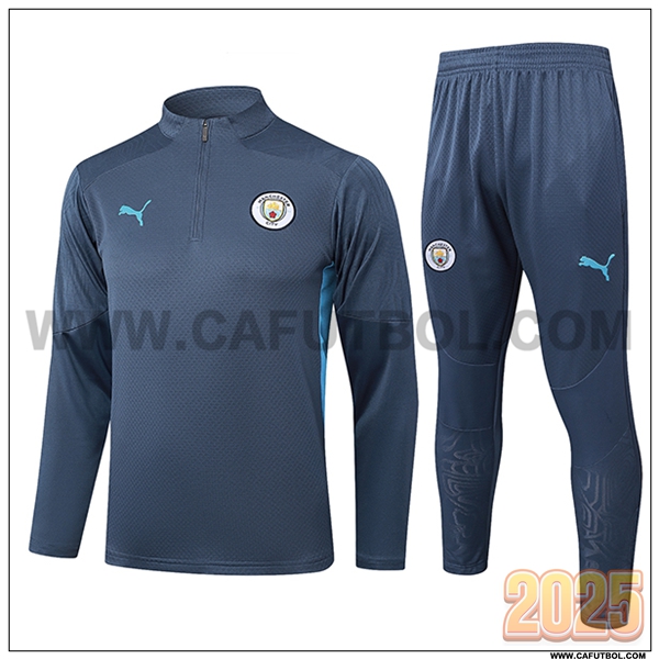 Chandal de Futbol Manchester City Gris/Azul 2025 2026