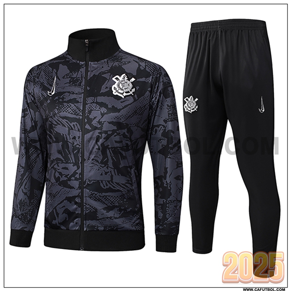 Chandal Chaquetas Futbol Corinthians Gris/Negro 2025 2026