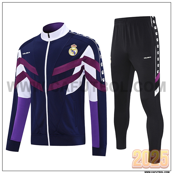 Chandal Chaquetas Futbol Real Madrid Azul/Violeta/Blanco 2025 2026