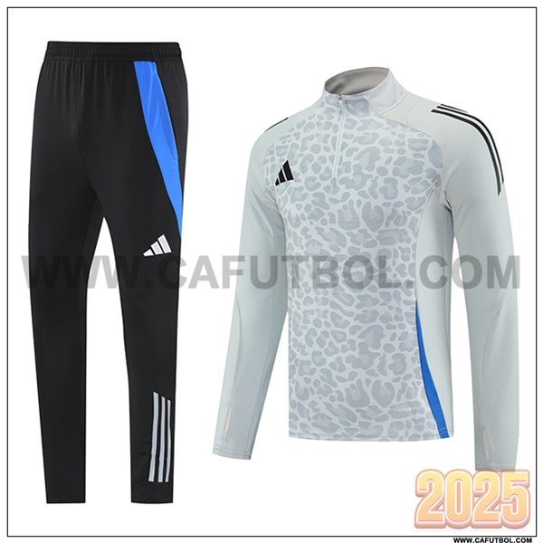 Chandal de Futbol Adidas Gris/Negro/Azul 2025 2026