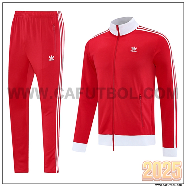 Chandal Chaquetas Futbol Adidas Rojo/Blanco 2025 2026