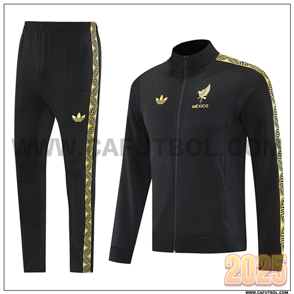 Chandal Chaquetas Futbol México Negro/Amarillo 2025 2026