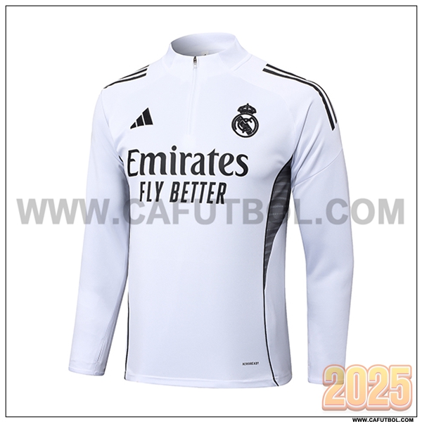 Sudadera De Entrenamiento Real Madrid Blanco/Negro 2025 2026
