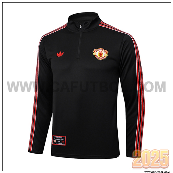 Sudadera De Entrenamiento Manchester United Negro/Rojo 2025 2026